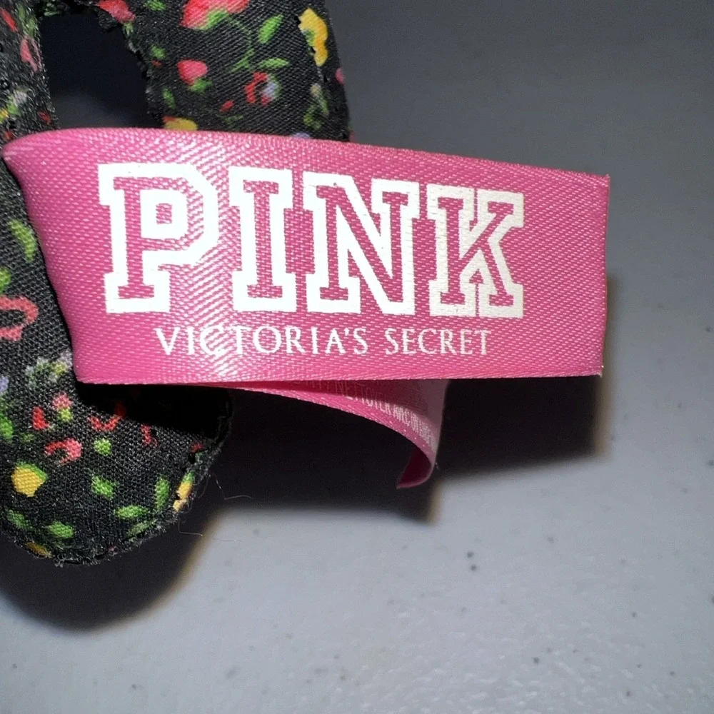 Victoria's Secret Pink Floral Fabric Peace Dog Plush Flowers Stuffed Animal 8